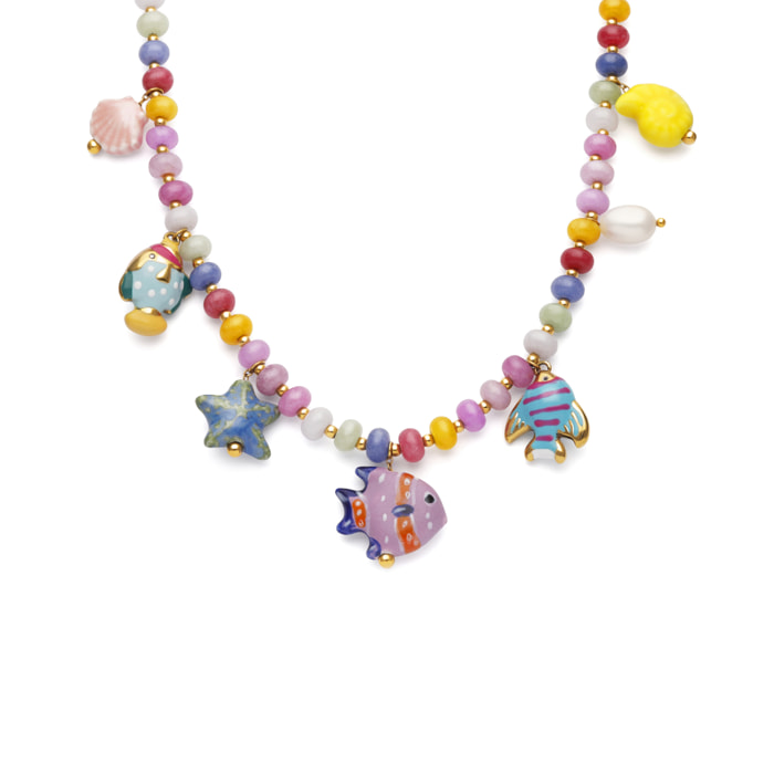 Collana Oceanico Colors Acciao Placcato Oro