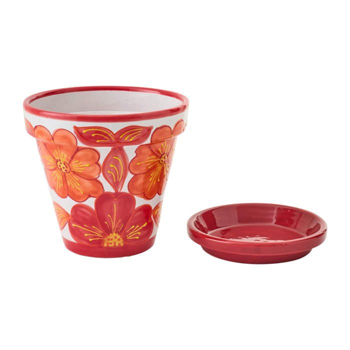 J-Line Cache-pot - céramique - orange/blanc - medium