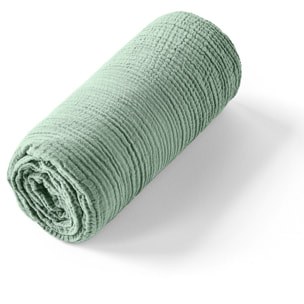 Drap housse - bonnet:30cm 100% gaze de coton vert givrée