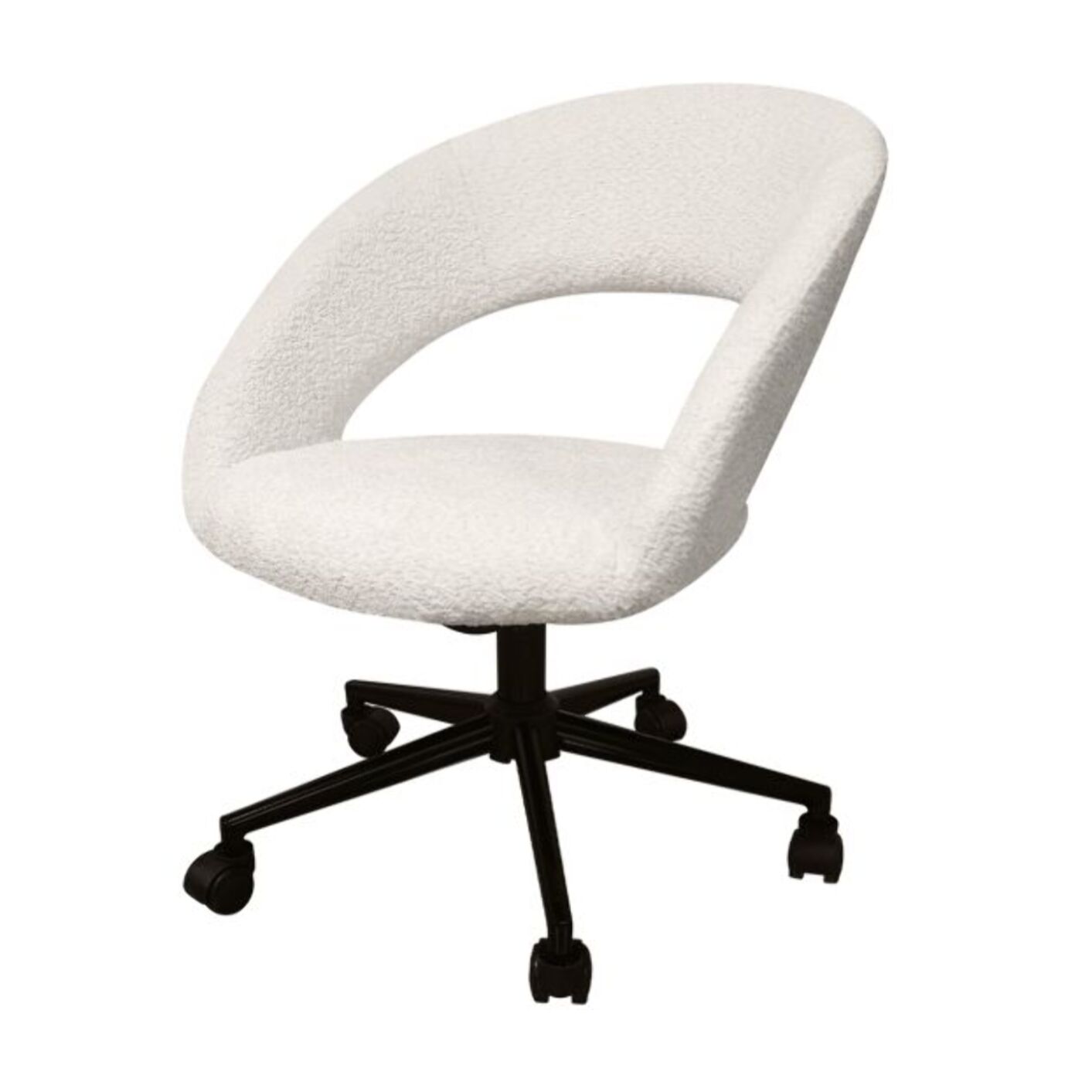 Fauteuil de bureau pivotant 360° tissu bouclette et roulettes - LEON
