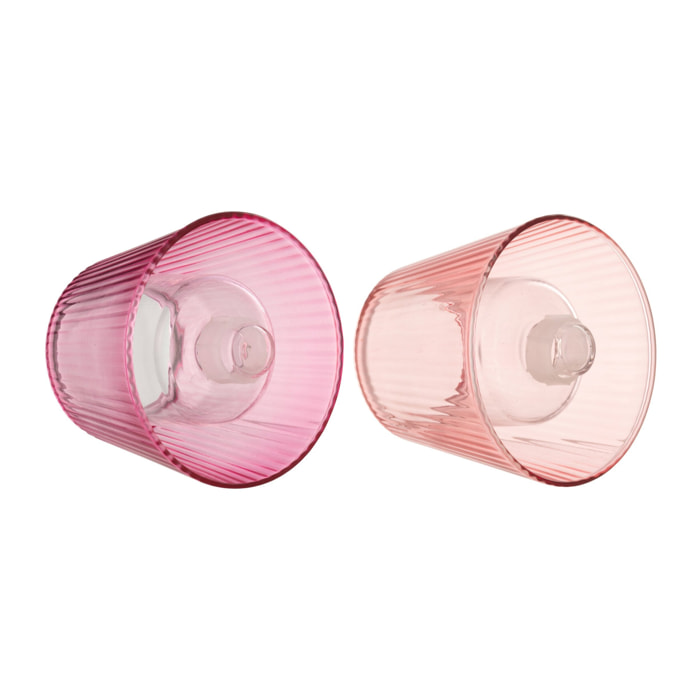 J-Line photophore Chapeau - verre - rose - 2 pièces
