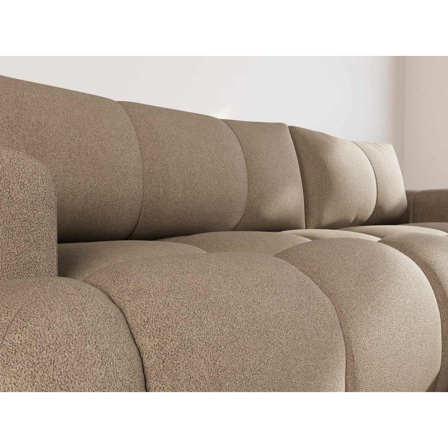 Yulin - Canapé d'angle droit 4 places convertible avec coffre en tissu bouclette - Marron