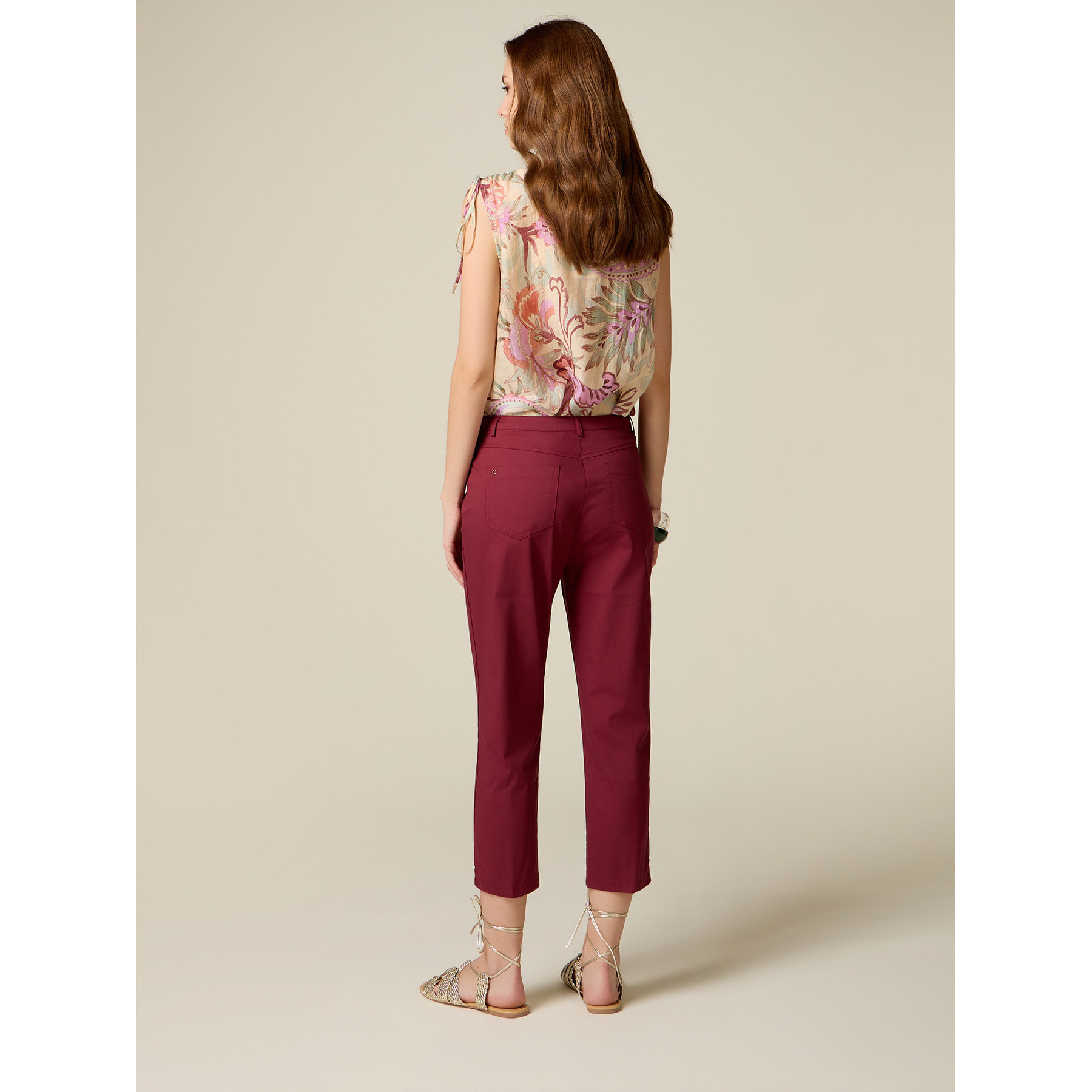 Oltre - Pantaloni capri misto cotone - Viola