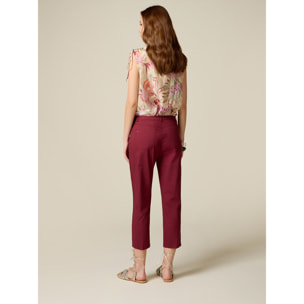 Oltre - Pantaloni capri misto cotone - Viola