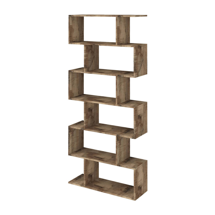 Libreria Alowha, Mobile con ripiani, Biblioteca da ufficio, 100% Made in Italy, cm 80x25h192, Acero