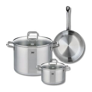 Ensemble de 1 Poêle de cuisson 24 cm et 2 faitouts 16 et 26 cm Elo Profi Citrin