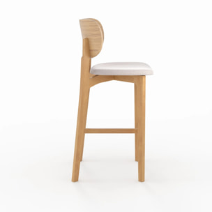 Lot de 2 chaises pour îlot central 66 cm en bois et tissu beige - Aria