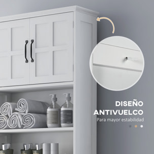 Mueble sobre Inodoro Armario para Lavadora con 2 Puertas Estantes Abiertos y Estante Ajustable Mueble para Baño 66x23x178 cm Blanco