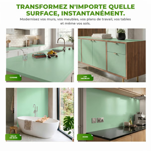 Rouleau adhésif décoratif Vinyle au Mètre - Menthe - Sticker Lavable Imperméable Mur Cuisine Meubles