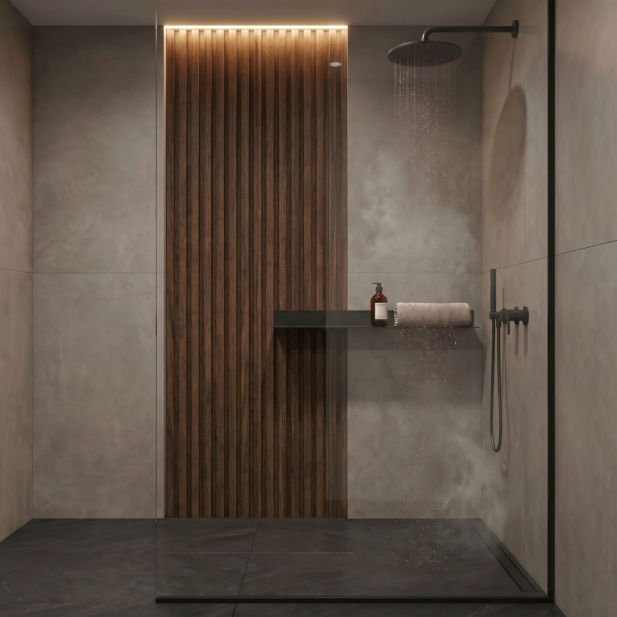 Chopin - Set 6 Pannelli Fonoassorbenti Decorativi 18x235x2,1 cm per Interno ed Esterno in WPC Walnut