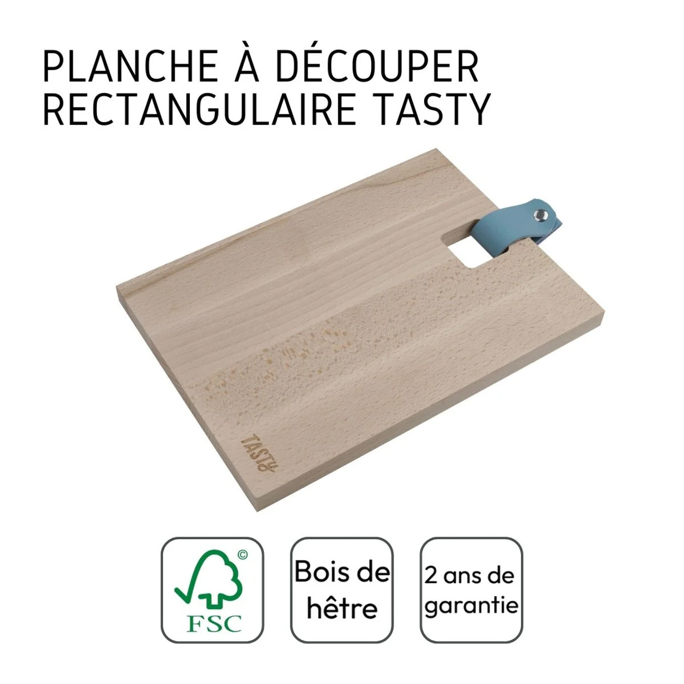 Planche à découper en bois rectangulaire 25 x 18 cm Tasty Green