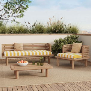 Fauteuil de jardin en teck massif et coussin rayé jaune - Kilda