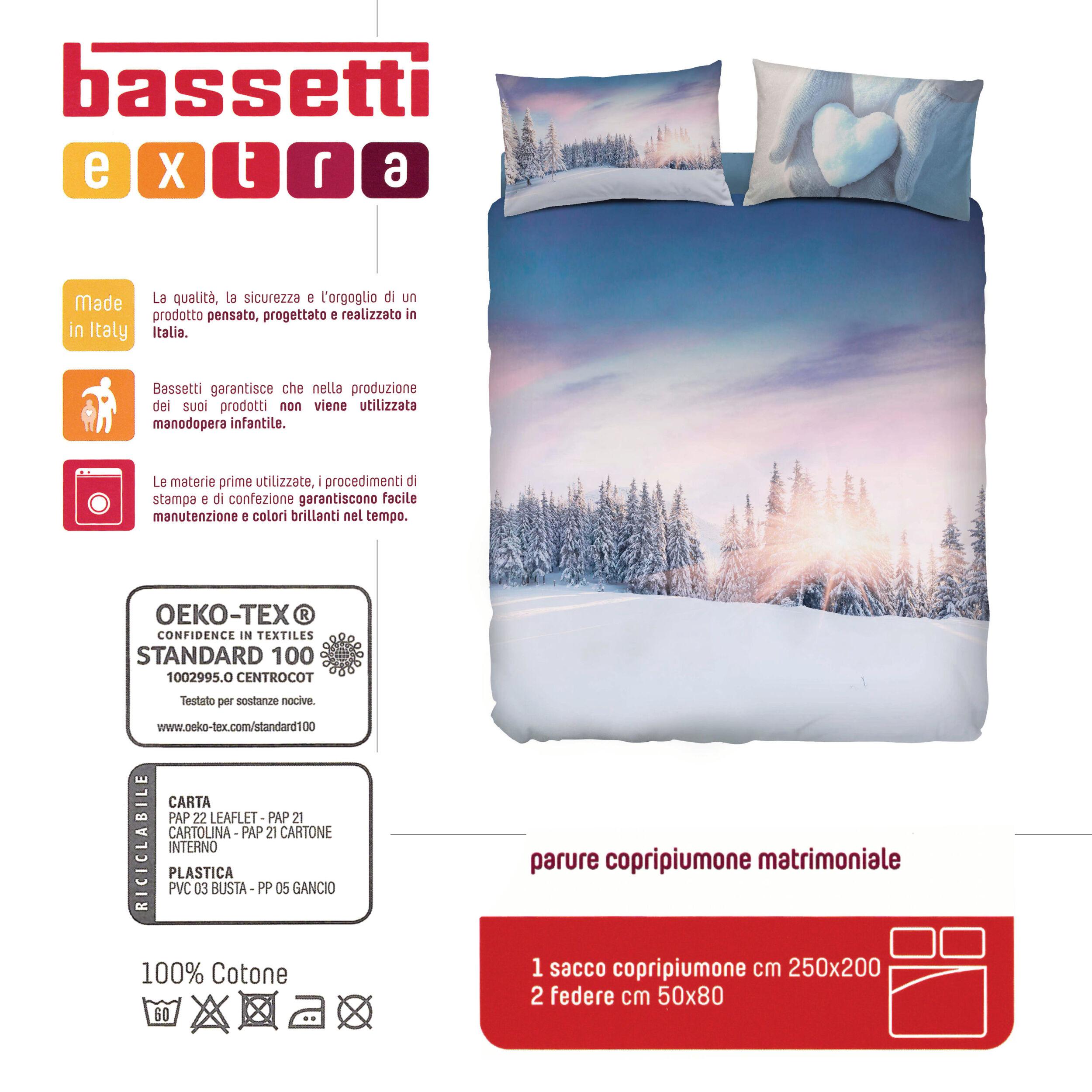 BASSETTI Parure Copripiumino IMAGE Stampa Alta Definizione Made in ITALY copriletto lenzuolo stampa in digitale animali natura paesaggi balza applicata 100% cotone(WINTER FROZEN, MATRIMONIALE)