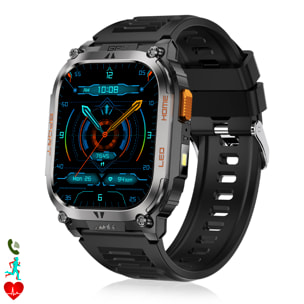 Smartwatch QX18, chiamate bluetooth, GPS + 4 sistemi di localizzazione, torcia, oltre 170 modalità sportive e monitor della salute.