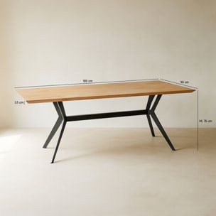 Table en bois d'acacia et pieds en métal noir 180cm KAYAPO