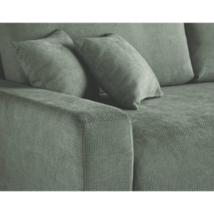 Pivoine - canapé droit 3 places - convertible avec coffre - en velours texturé - Vert
