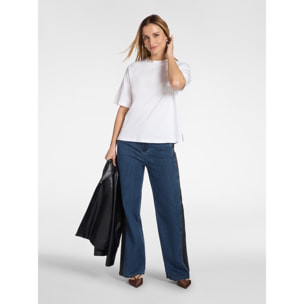 Elena Mirò - Camiseta con aplicaciones Monogram - Blanco