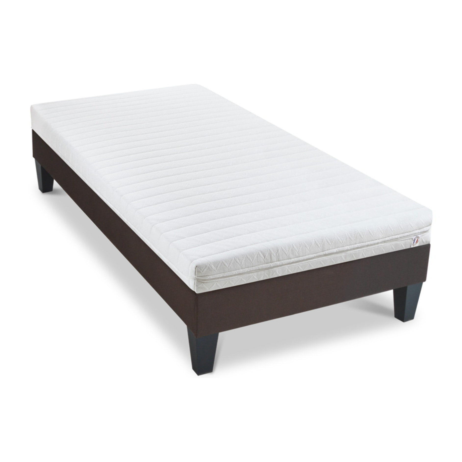 Ensemble Matelas Egio & Sommier Kit15, 12 cm, Latex Synthétique, Soutien Ferme, Déhoussable, Technologie Tri-Lattes