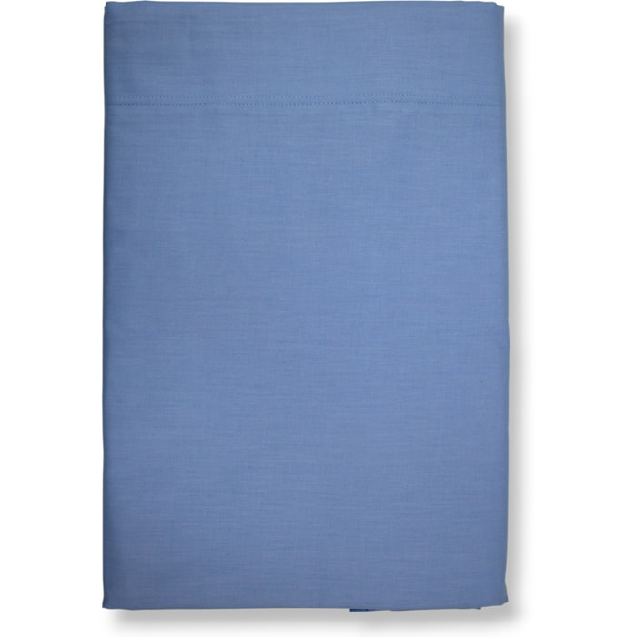 LENZUOLA SOPRA LETTO MATRIMONIALE IN COTONE 60 FILI TINTA UNITA COL. AZZURRO