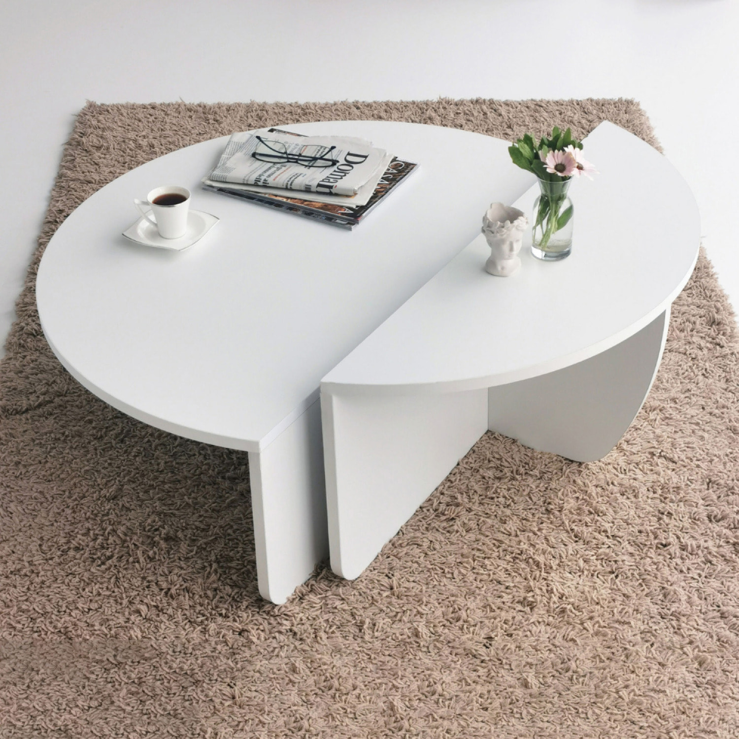 Table basse ronde modulable blanche CARLI