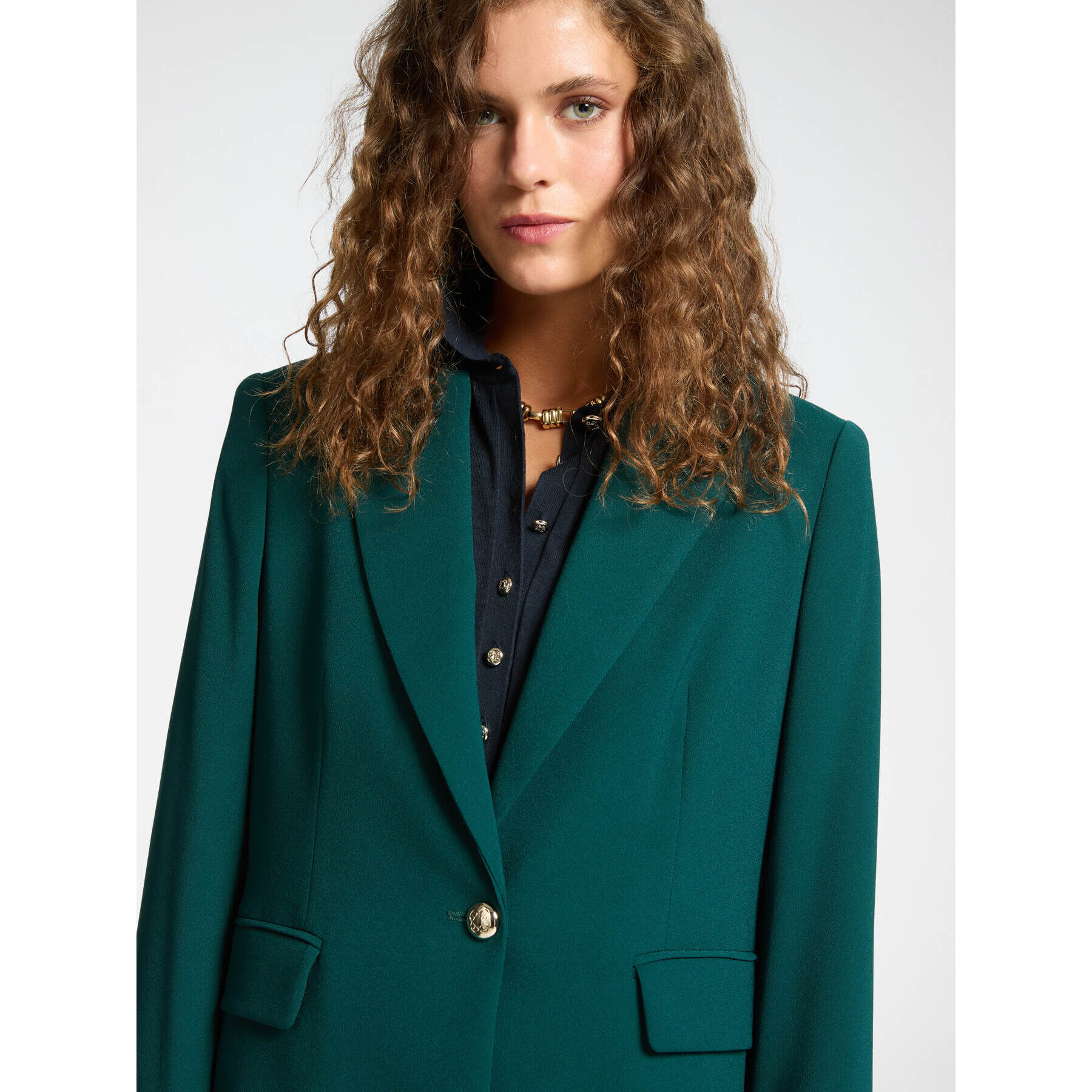 Elena Mirò - Blazer de botonadura sencilla en tejido crepé - Verde