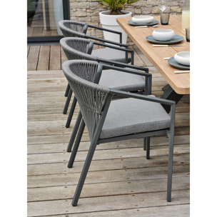 KELIA - Ensemble repas de jardin 8 places - Gris anthracite