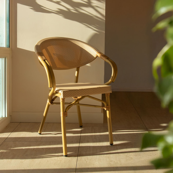 Lot de 2 fauteuils de table en textilène beige AMALFI