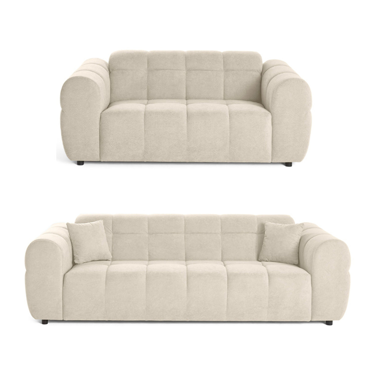 Ray - Ensemble de canapés droits 2+3 places tissu texturé - Beige