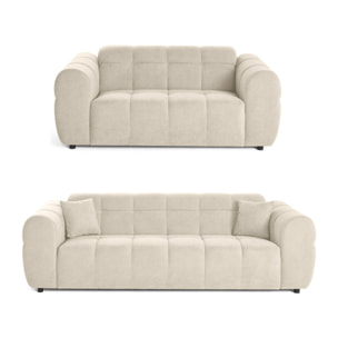 Ray - Ensemble de canapés droits 2+3 places tissu texturé - Beige