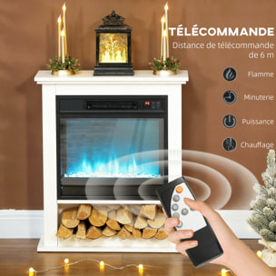 Cheminée électrique LED multicolore design classique niche rangement télécommande blanc noir