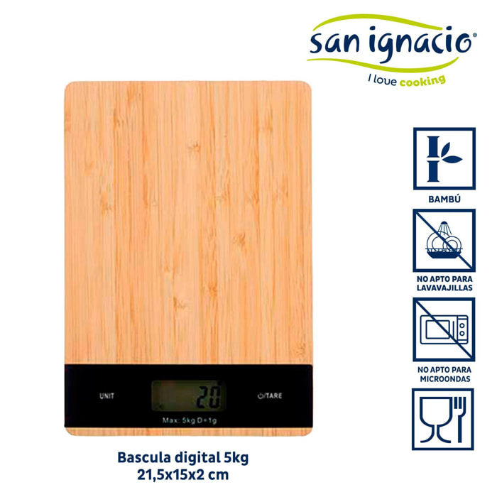 Bascula digital bambu 5kg colección kinvara