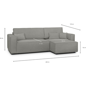Canapé d'angle convertible 4 places en tissu chenille - LIVIA