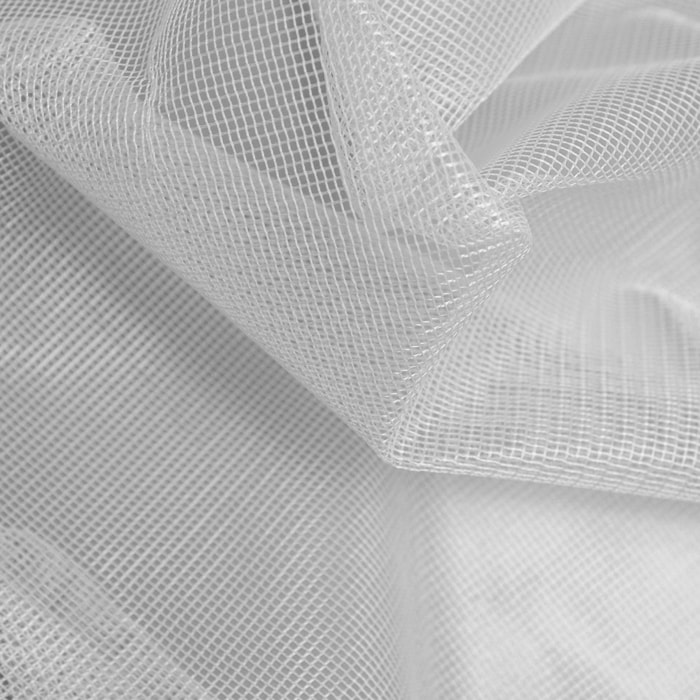 Tissu maille carrée  - Effet moustiquaire - Blanc