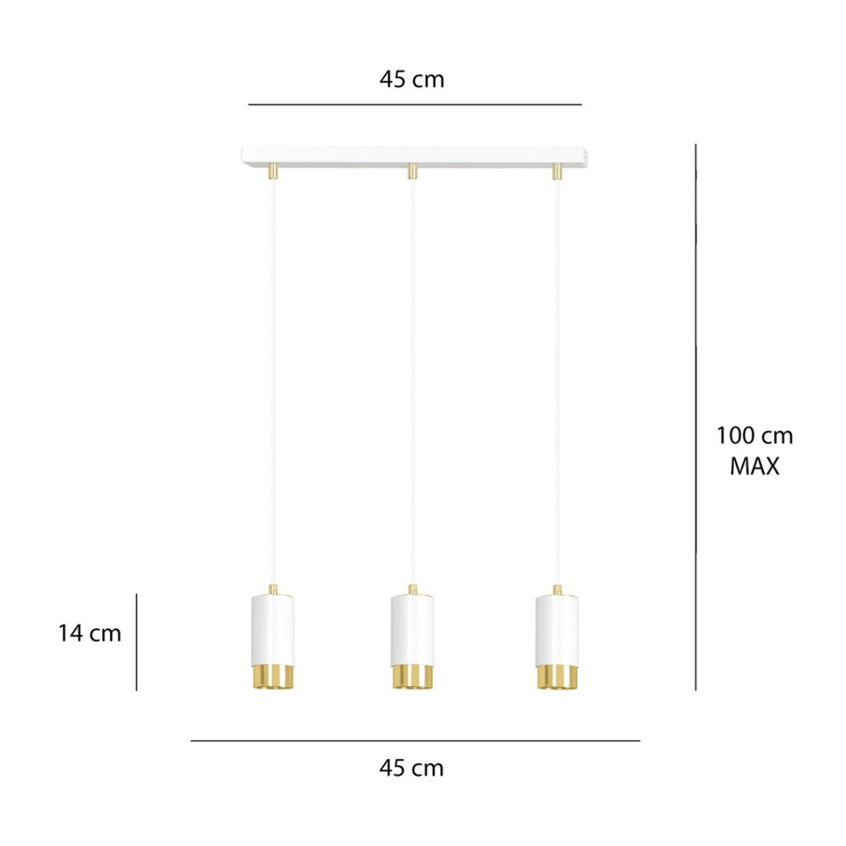 Lampada a sospensione Fumiko in acciaio bianco e oro