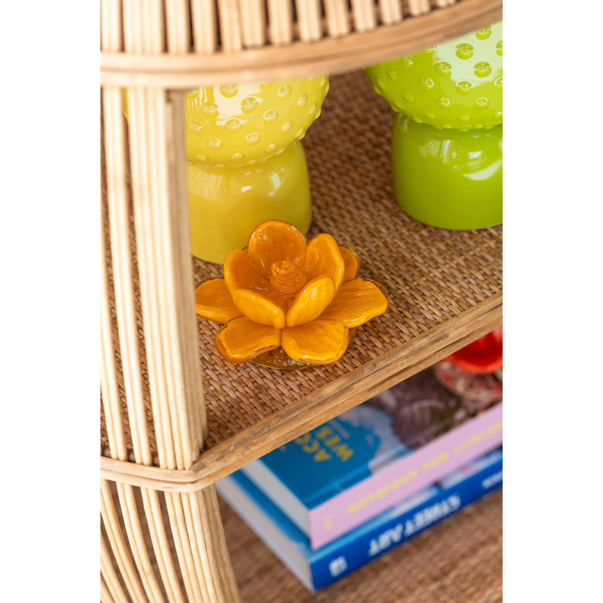J-Line décoration Fleurs - verre - rouge/jaune/orange - 3 pièces