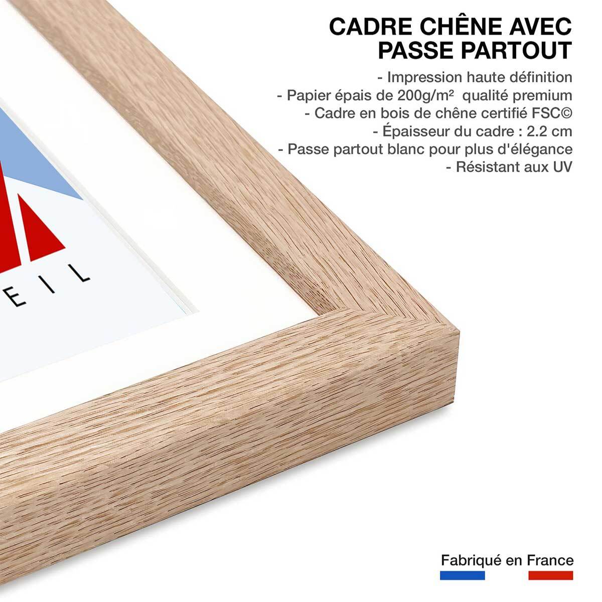 Poster de avoriaz 1800 porte du soleil Affiche + cadre en bois - Chêne