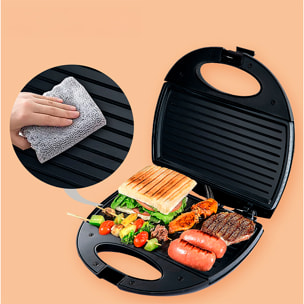 Sandwichera antiadherente con 750W de potencia y luz indicadora.