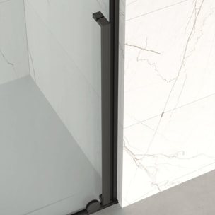 X-MOTION 140x200cm Paroi en verre coulissante Crystal Glass® 8 mm anticalcaire, avec bras et profilés Gun métal (SATBWIXM140GM)