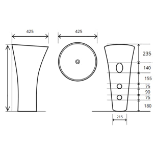 Vasque à poser en îlot SAT Fusion, 95 x 42,5 x 42,5 cm, 37 kg, en céramique blanche brillante (SATFUS9543)