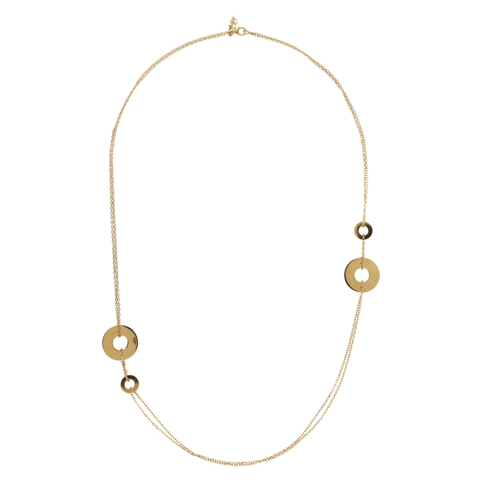 Collana Doppia con Cerchi Placcata Oro Giallo 18kt