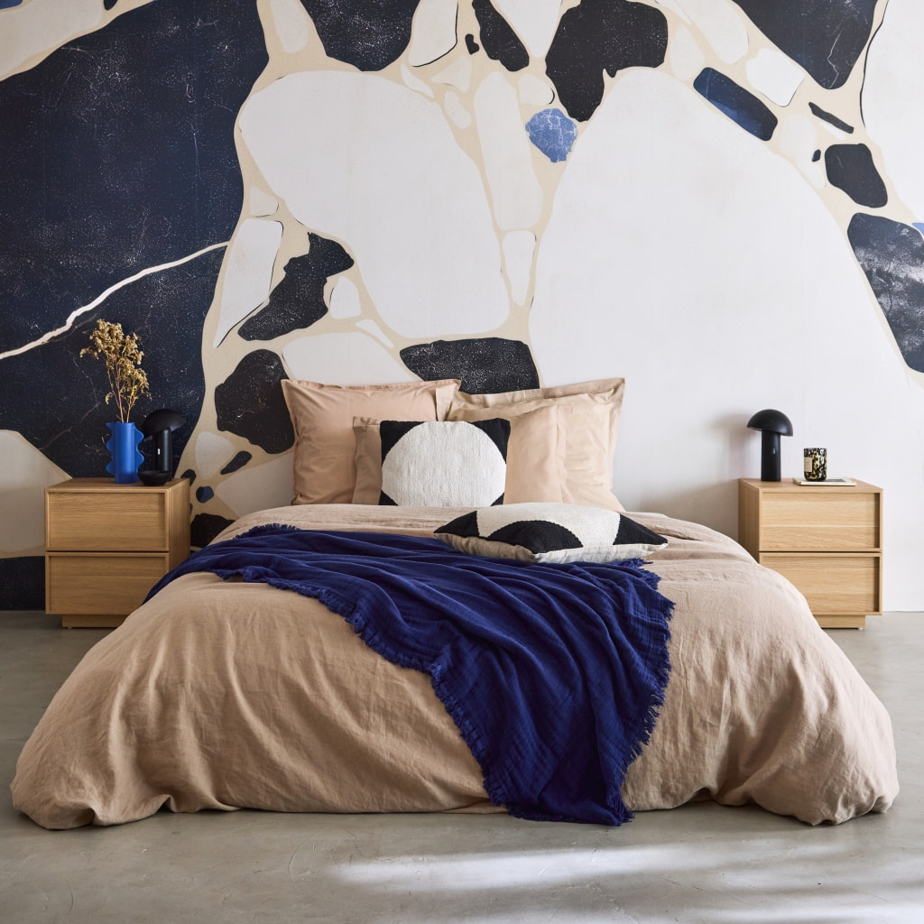 Lot de 2 tables de chevet effet bois 2 tiroirs naturel L 42 x P 38 x H 48cm - Kuba