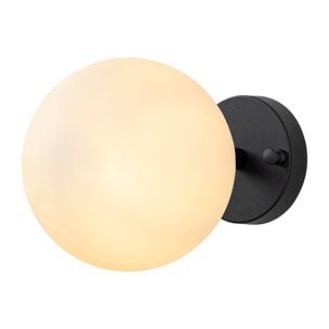 Aplique de pared pantalla blanca, metal , negro, 15x15x24, casquillo E14 Max 15 W