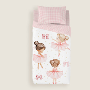 Cool Kids - Funda Nórdica Estampada - Reversible - Infantil - Cierre Solapa - 100% Algodón - Incluye 1 Funda de Almohada - Ballet