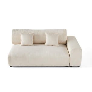 Garance - module d'assise 3 places avec accoudoir droit - en velours côtelé - Beige