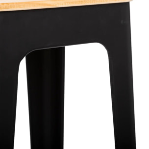 Tabouret de bar "Loga" noir - métal & bois