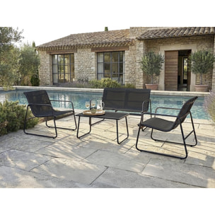 Salon de jardin en métal "Fortaleza" - 4 places - Noir