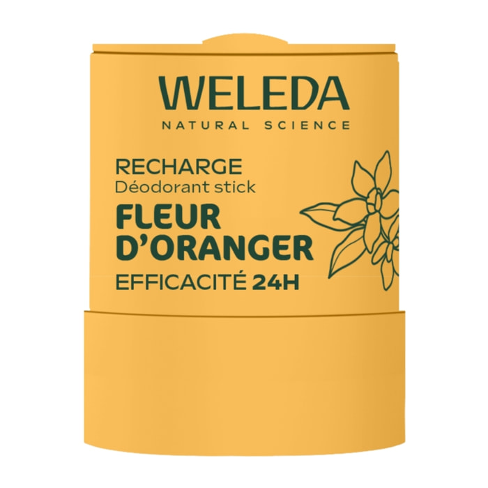 WELEDA - Recharge Déodorant Stick Fleur d'Oranger 50g - Formule 100% d'origine naturelle et sans alcool - Efficacité prouvée 24H