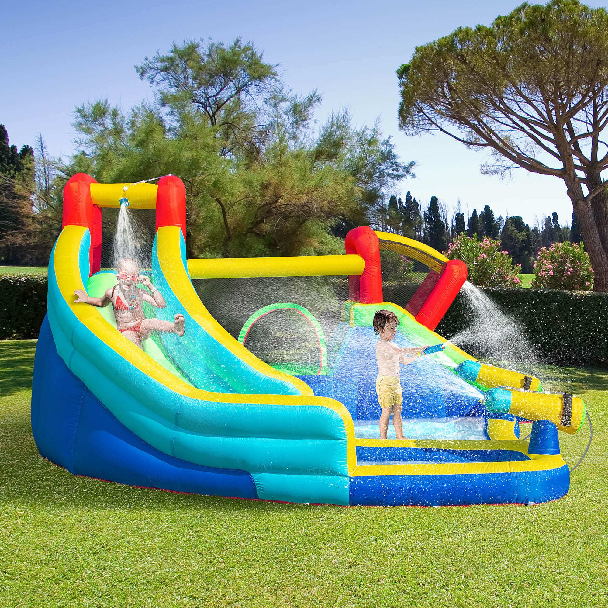 Castillo Hinchable con 2 Toboganes Cama de Salto y Piscina +3 Años 385x365x200cm