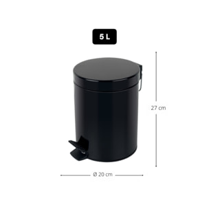 Poubelle à pédale Acier SYDNEY 5L Noir Spirella