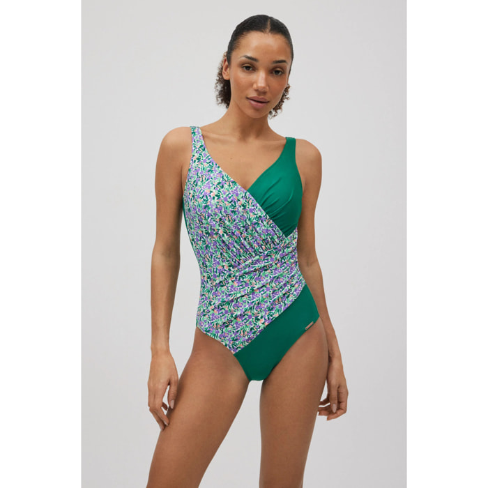 Costume modellante verde con stampa